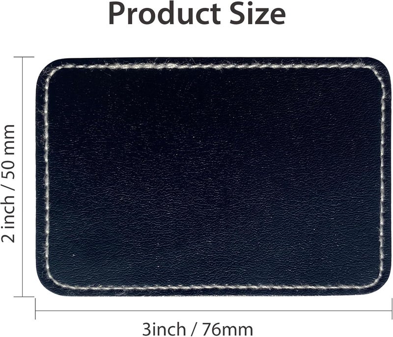 Twig Black Rectangle Leatherette/Leather Patches/Sheets with Adhesive Iron-on Blank Laser Engraving/UV Printing/Baseball Hats/Truck Caps/Beanie/Fedora Heat Press Leather Sheets(30 Pieces-3 inch×2 inch) - Image 2